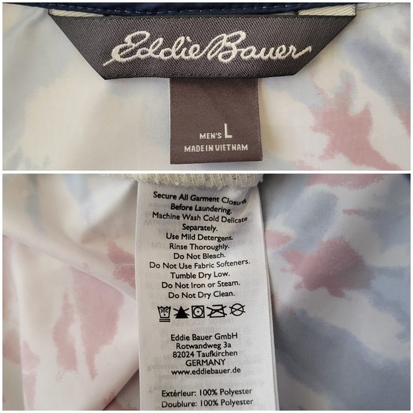 Eddie Bauer Men's Tie Dye Fireworks Pullover Windbreaker Size L Red White Blue - Picture 5 of 8